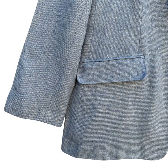 Lands End Vintage Blue Wool Silk Linen Textured Professional Blazer Jacket 16 - Picture 7 of 9